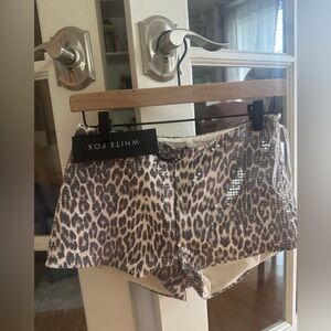 White Fox Boutique High Waist Brown and Cream Shorts
